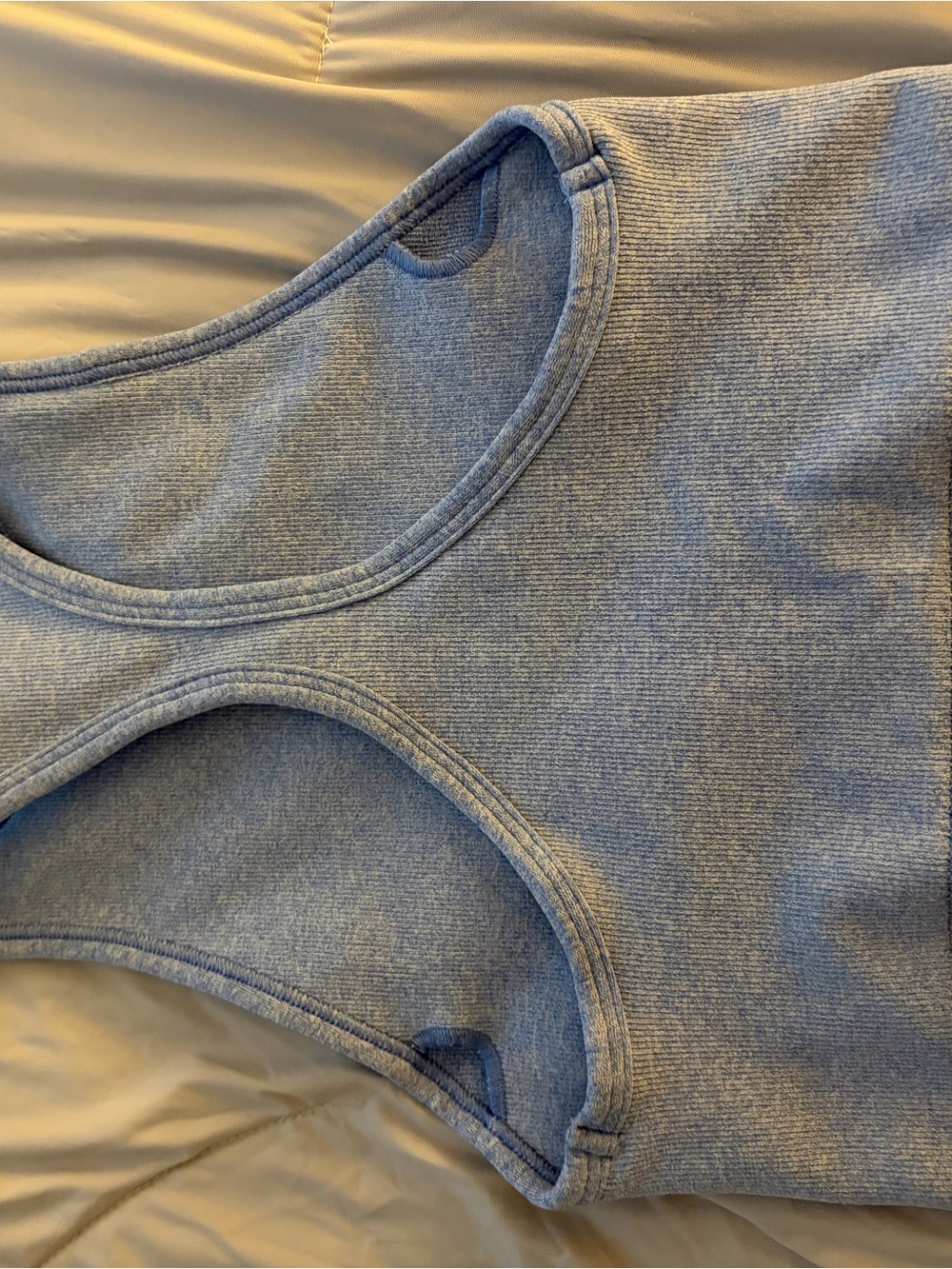 NUX Light Blue Ribbed Racerback Crop Tank - Picture 4 of 4